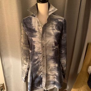 Hugo Boss, M, Grey/Blue Button Up, Like New!
